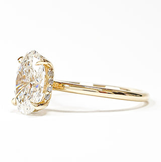 Oval Brilliant Ring with Hidden Halo – Lab Grown Diamond – 14K/18K Yellow Gold – 18 Side Stones
