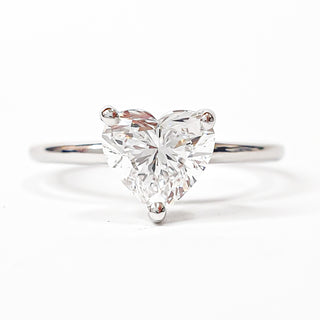 Heart Brilliant Solitaire Ring – Lab-Grown Diamond – 14K/18K White Gold