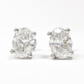 Oval Brilliant Earrings – Lab Grown Diamonds – 14K/18K White Gold – Stud Earrings