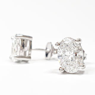 Oval Brilliant Earrings – Lab Grown Diamonds – 14K/18K White Gold – Stud Earrings