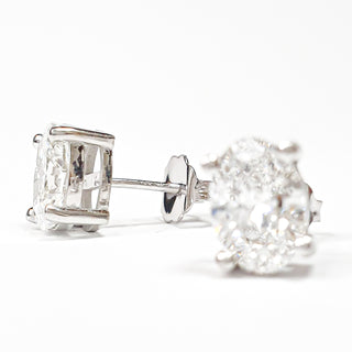 Oval Brilliant Earrings – Lab Grown Diamonds – 14K/18K White Gold – Stud Earrings