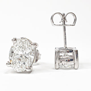Oval Brilliant Earrings – Lab Grown Diamonds – 14K/18K White Gold – Stud Earrings