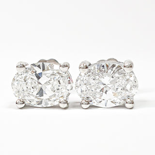 Oval Brilliant Earrings – Lab Grown Diamonds – 14K/18K White Gold – Stud Earrings