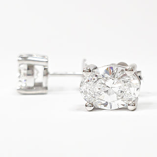Oval Brilliant Earrings – Lab Grown Diamonds – 14K/18K White Gold – Stud Earrings