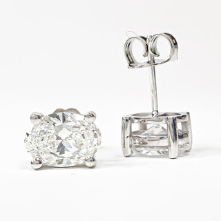 Oval Brilliant Earrings – Lab Grown Diamonds – 14K/18K White Gold – Stud Earrings