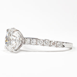 Round Brilliant Pavé Ring – Lab Grown Diamond – 14K/18K White Gold – 12 Side Stones