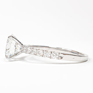 Round Brilliant Pavé Ring – Lab Grown Diamond – 14K/18K White Gold – 12 Side Stones