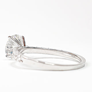 Round Brilliant Pavé Ring – Lab Grown Diamond – 14K/18K White Gold – 12 Side Stones