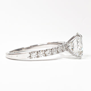 Round Brilliant Pavé Ring – Lab Grown Diamond – 14K/18K White Gold – 12 Side Stones