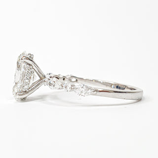 Oval Brilliant with Marquise Band and Hidden Halo Ring – Lab-Grown Diamond – 14K/18K White Gold – 22 Side Stones