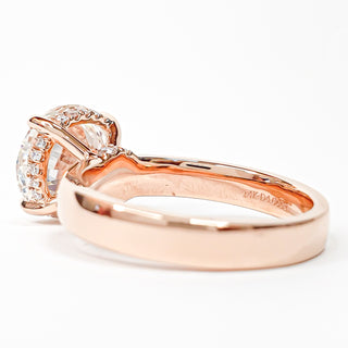 Round Brilliant Hidden Halo Solitaire Ring – Lab Grown Diamond – 14K/18K Rose Gold – 24 Side Stones