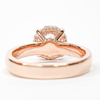 Round Brilliant Hidden Halo Solitaire Ring – Lab Grown Diamond – 14K/18K Rose Gold – 24 Side Stones