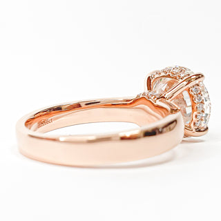 Round Brilliant Hidden Halo Solitaire Ring – Lab Grown Diamond – 14K/18K Rose Gold – 24 Side Stones