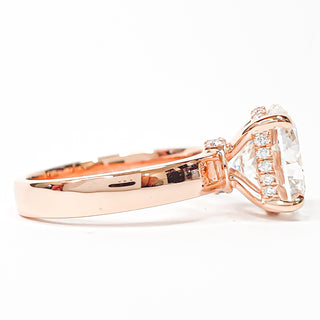 Round Brilliant Hidden Halo Solitaire Ring – Lab Grown Diamond – 14K/18K Rose Gold – 24 Side Stones