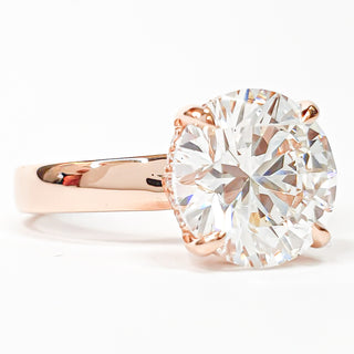 Round Brilliant Hidden Halo Solitaire Ring – Lab Grown Diamond – 14K/18K Rose Gold – 24 Side Stones
