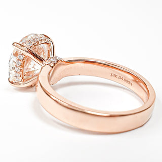 Round Brilliant Hidden Halo Solitaire Ring – Lab Grown Diamond – 14K/18K Rose Gold – 24 Side Stones