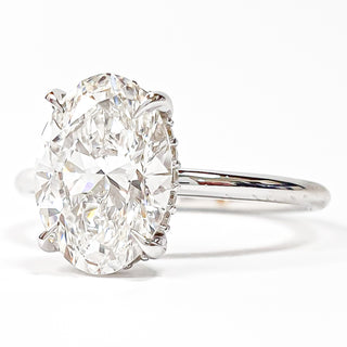 Oval Brilliant Ring with Hidden Halo – Lab Grown Diamond – 14K/18K White Gold – 18 Side Stones