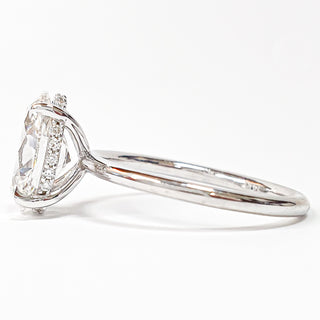 Oval Brilliant Ring with Hidden Halo – Lab Grown Diamond – 14K/18K White Gold – 18 Side Stones