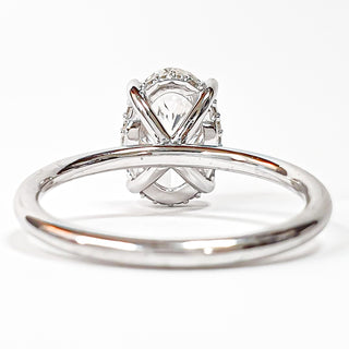 Oval Brilliant Ring with Hidden Halo – Lab Grown Diamond – 14K/18K White Gold – 18 Side Stones