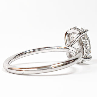Oval Brilliant Ring with Hidden Halo – Lab Grown Diamond – 14K/18K White Gold – 18 Side Stones