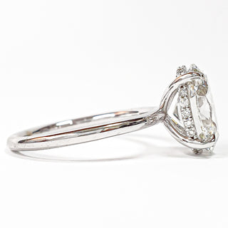 Oval Brilliant Ring with Hidden Halo – Lab Grown Diamond – 14K/18K White Gold – 18 Side Stones
