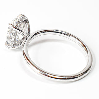 Oval Brilliant Ring with Hidden Halo – Lab Grown Diamond – 14K/18K White Gold – 18 Side Stones