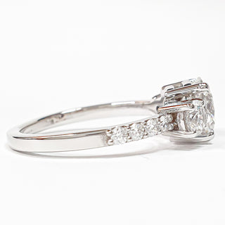 Round Brilliant Pavé Ring – Lab Grown Diamond – 14K/18K White Gold – 10 Side Stones