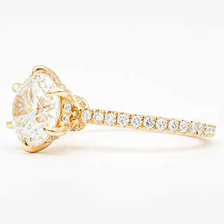 Round Brilliant 6 Prong Pavé Ring – Lab Grown Diamond – 14K/18K Yellow Gold – 46 Side Stones