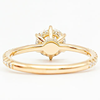 Round Brilliant 6 Prong Pavé Ring – Lab Grown Diamond – 14K/18K Yellow Gold – 46 Side Stones