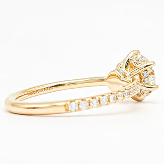 Round Brilliant 6 Prong Pavé Ring – Lab Grown Diamond – 14K/18K Yellow Gold – 46 Side Stones