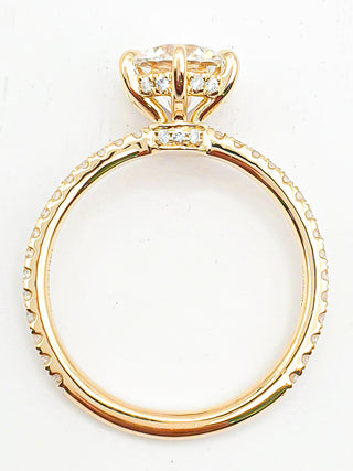 Round Brilliant 6 Prong Pavé Ring – Lab Grown Diamond – 14K/18K Yellow Gold – 46 Side Stones