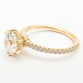 Round Brilliant 6 Prong Pavé Ring – Lab Grown Diamond – 14K/18K Yellow Gold – 46 Side Stones