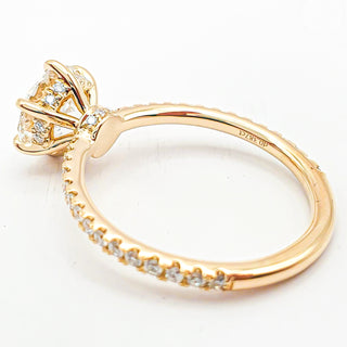 Round Brilliant 6 Prong Pavé Ring – Lab Grown Diamond – 14K/18K Yellow Gold – 46 Side Stones