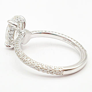 Oval Brilliant Three Row Pavé Ring with Hidden Halo – Lab Grown Diamond – 14K/18K White Gold – 132 Side Stones