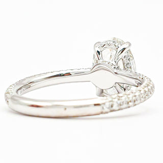 Oval Brilliant Three Row Pavé Ring with Hidden Halo – Lab Grown Diamond – 14K/18K White Gold – 132 Side Stones