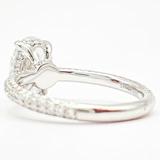 Oval Brilliant Three Row Pavé Ring with Hidden Halo – Lab Grown Diamond – 14K/18K White Gold – 132 Side Stones