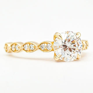 Round Brilliant Pavé Ring – Lab Grown Diamond – 14K/18K Yellow Gold – 18 Side Stones