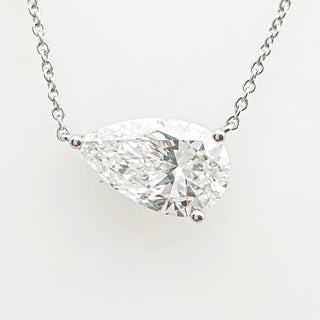 Pear Shape – Lab Grown Diamond – 14K/18K White Gold – Solitaire Necklace