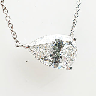Pear Shape – Lab Grown Diamond – 14K/18K White Gold – Solitaire Necklace