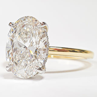 Oval Brilliant 2 Tone with Hidden Halo Ring – Lab Grown Diamond – 14K/18K White And Yellow Gold – 22 Side Stones