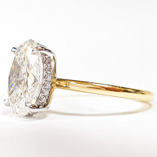 Oval Brilliant 2 Tone with Hidden Halo Ring – Lab Grown Diamond – 14K/18K White And Yellow Gold – 22 Side Stones