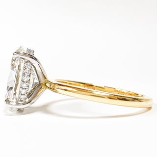 Oval Brilliant 2 Tone with Hidden Halo Ring – Lab Grown Diamond – 14K/18K White And Yellow Gold – 22 Side Stones