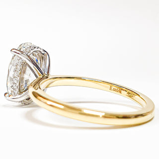 Oval Brilliant 2 Tone with Hidden Halo Ring – Lab Grown Diamond – 14K/18K White And Yellow Gold – 22 Side Stones