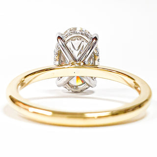 Oval Brilliant 2 Tone with Hidden Halo Ring – Lab Grown Diamond – 14K/18K White And Yellow Gold – 22 Side Stones