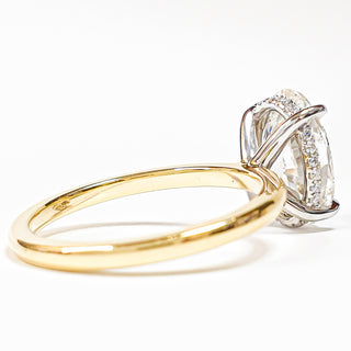 Oval Brilliant 2 Tone with Hidden Halo Ring – Lab Grown Diamond – 14K/18K White And Yellow Gold – 22 Side Stones