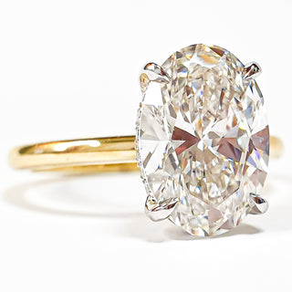 Oval Brilliant 2 Tone with Hidden Halo Ring – Lab Grown Diamond – 14K/18K White And Yellow Gold – 22 Side Stones