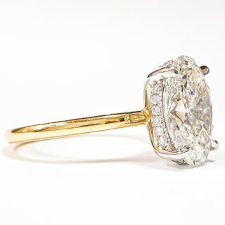 Oval Brilliant 2 Tone with Hidden Halo Ring – Lab Grown Diamond – 14K/18K White And Yellow Gold – 22 Side Stones