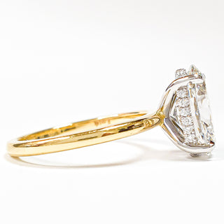 Oval Brilliant 2 Tone with Hidden Halo Ring – Lab Grown Diamond – 14K/18K White And Yellow Gold – 22 Side Stones