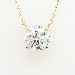 Round Brilliant – Lab Grown Diamond – 14K/18K Yellow Gold – Solitaire Necklace