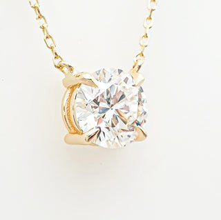 Round Brilliant – Lab Grown Diamond – 14K/18K Yellow Gold – Solitaire Necklace
